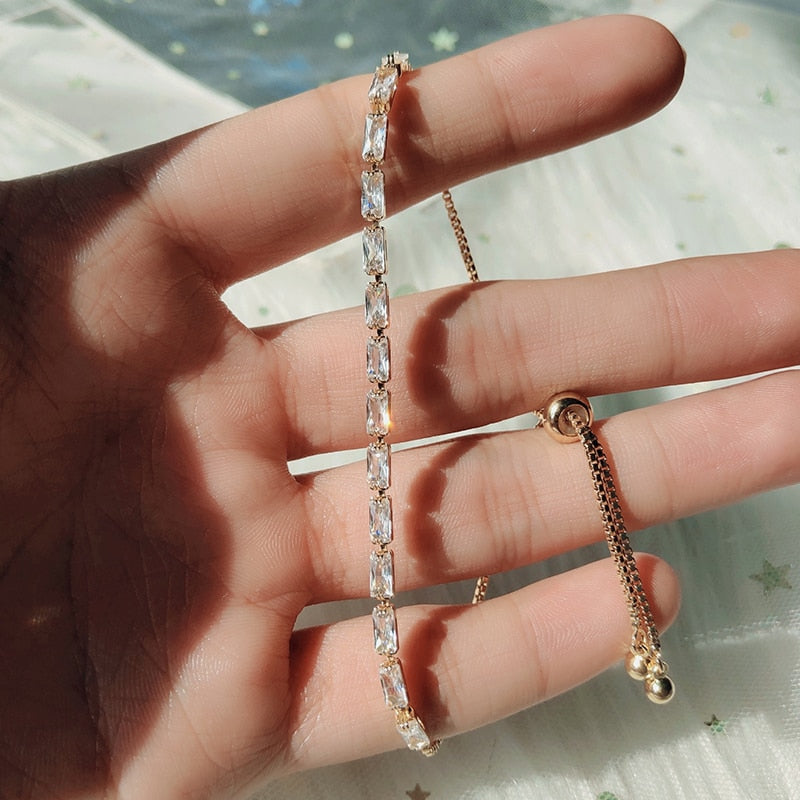 Zircon Tennis Bracelets for Women Shining Gold Color