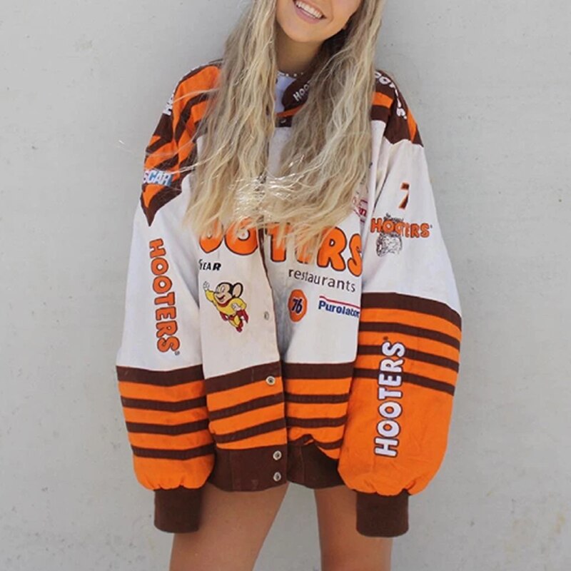 Oversized Unisex Racer Jacket Varsity Hiphop Streetwear