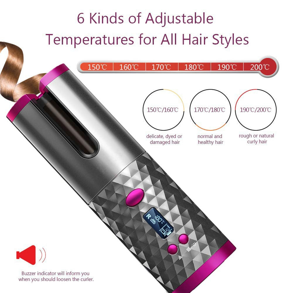 Automatic Hair Curler Curly Machine USB Charging LED Curler Iron