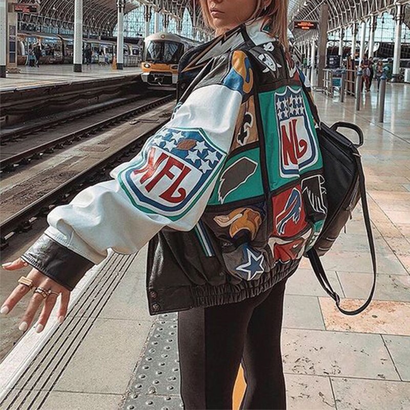 Oversized Unisex Racer Jacket Varsity Hiphop Streetwear