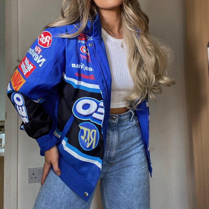 Oversized Unisex Racer Jacket Varsity Hiphop Streetwear