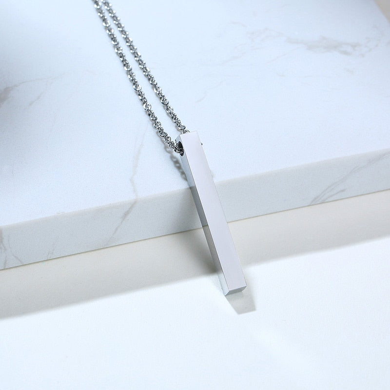 Customize 3D Vertical Bar Necklaces for Women Stainless Steel