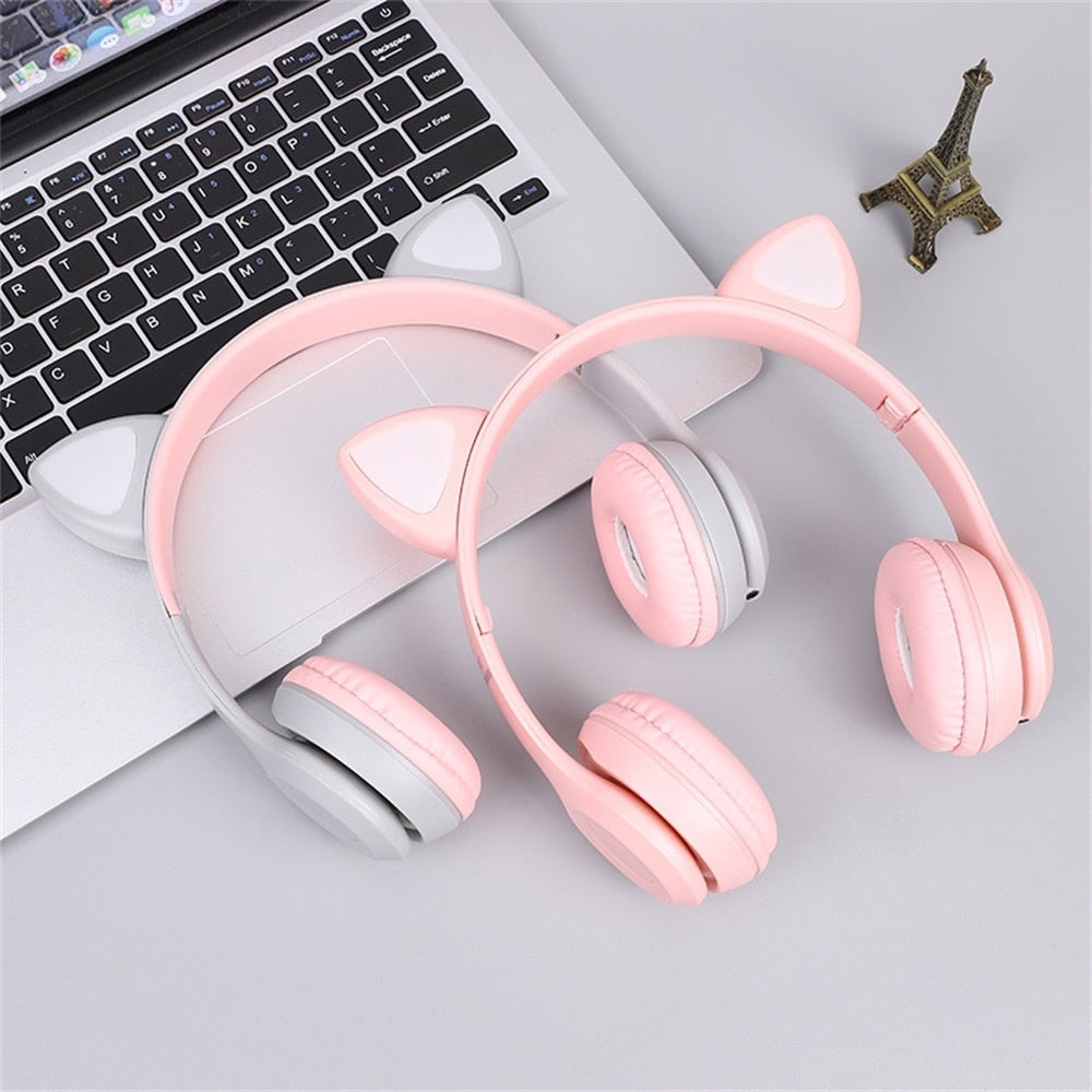 Cute Cat Ears Bluetooth Wireless Headphone With Mic Noise
