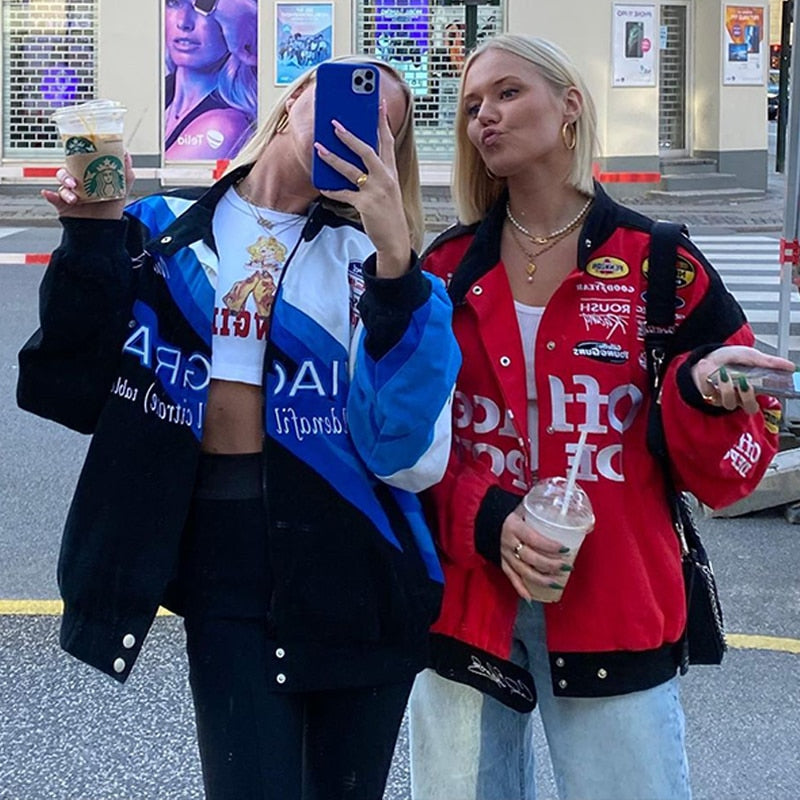 Oversized Unisex Racer Jacket Varsity Hiphop Streetwear