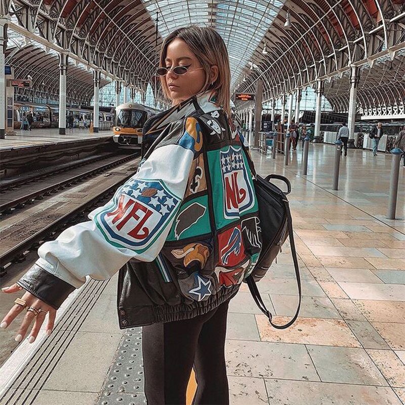 Oversized Unisex Racer Jacket Varsity Hiphop Streetwear