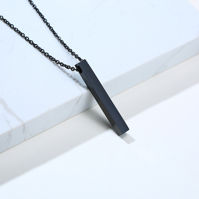 Customize 3D Vertical Bar Necklaces for Women Stainless Steel