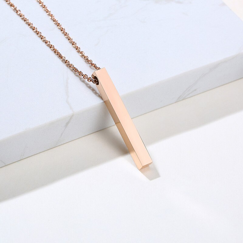 Customize 3D Vertical Bar Necklaces for Women Stainless Steel