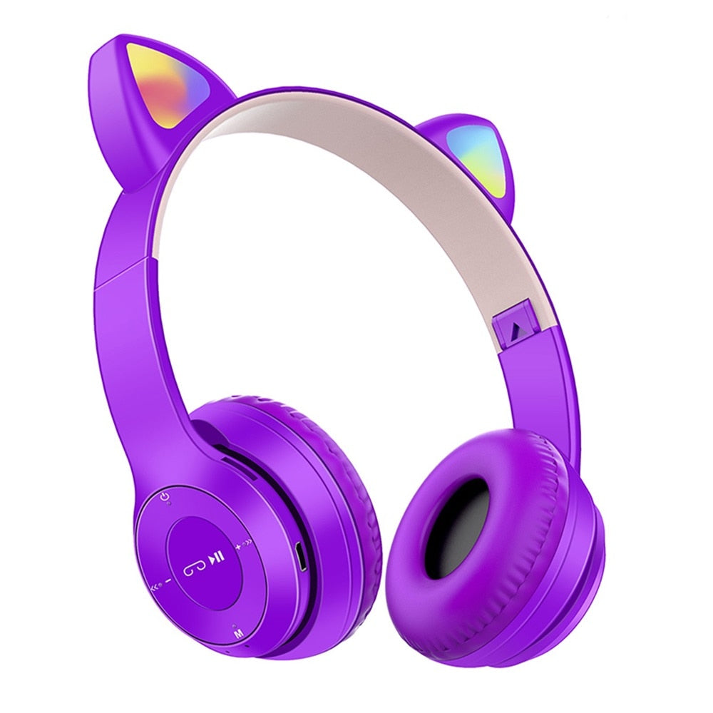 Cute Cat Ears Bluetooth Wireless Headphone With Mic Noise