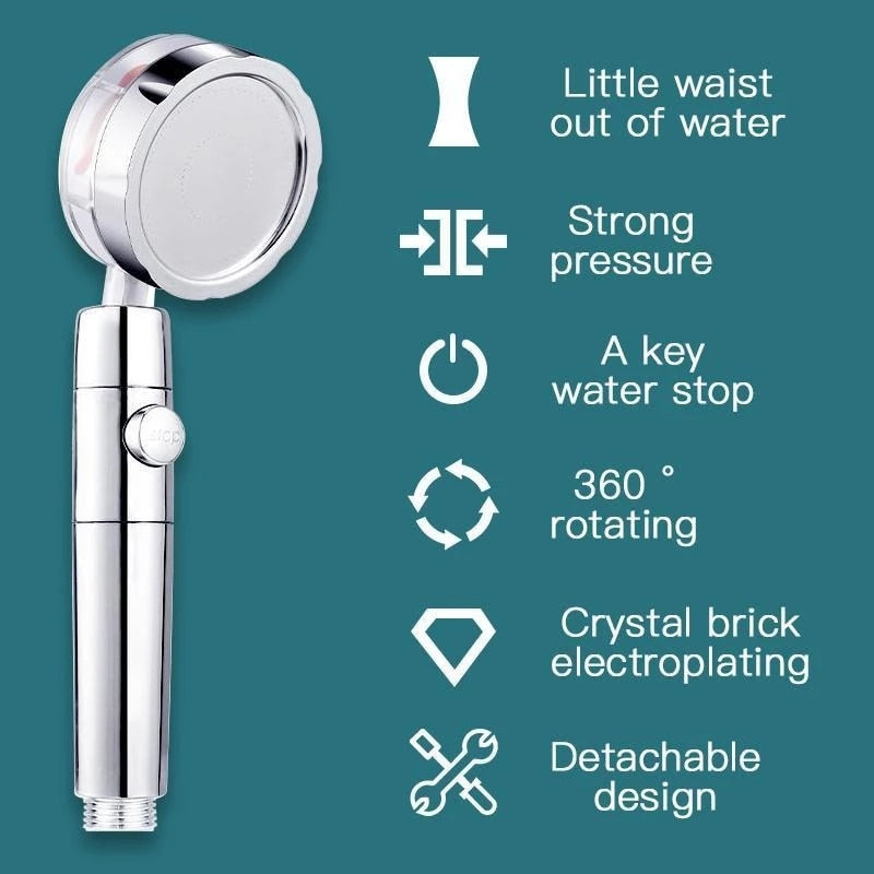 Shower Head Water Saving Flow 360 Degrees with High Pressure spray Nozzle Bathroom Accessories