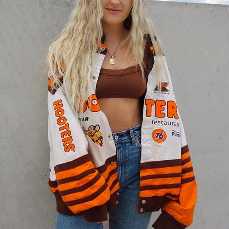 Oversized Unisex Racer Jacket Varsity Hiphop Streetwear