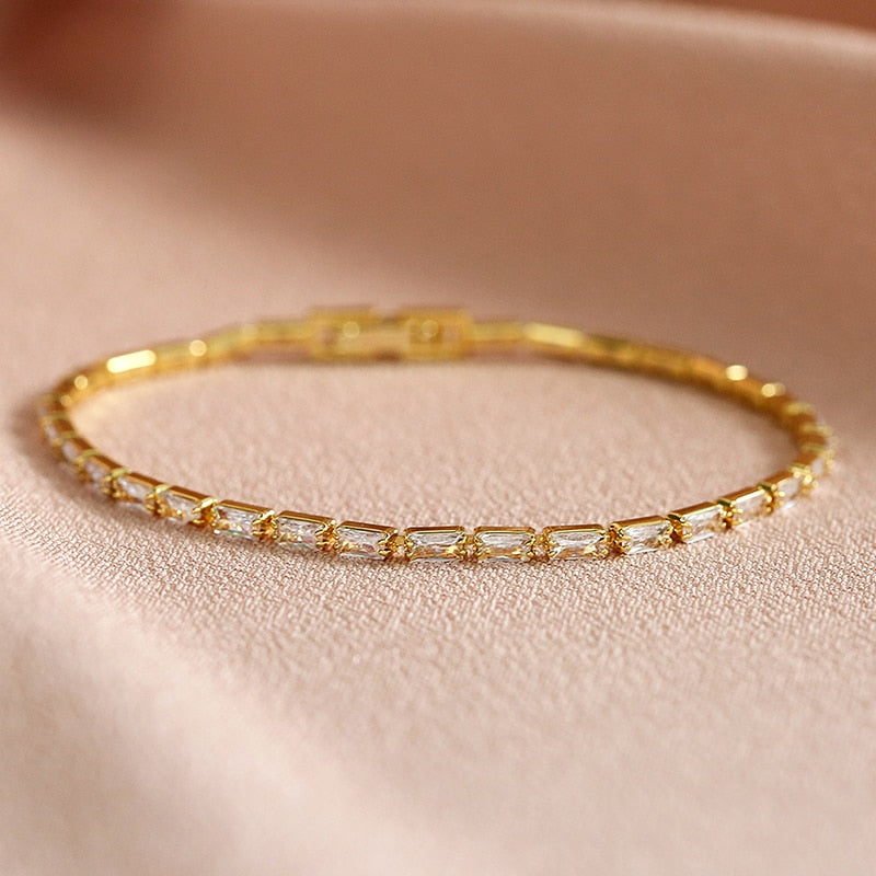 Zircon Tennis Bracelets for Women Shining Gold Color