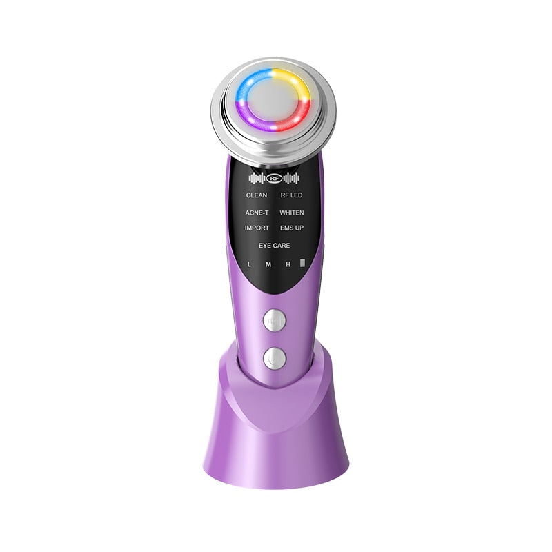 7in1 Face Massager RF Microcurrent Mesotherapy Electroporation LED Skin Remover Wrinkle