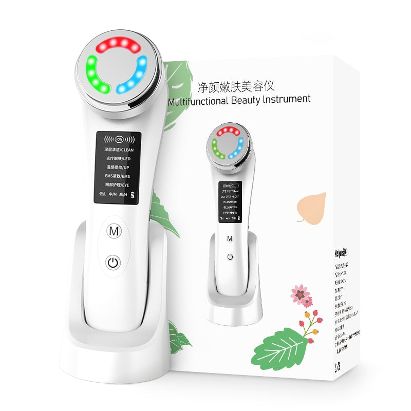 7in1 Face Massager RF Microcurrent Mesotherapy Electroporation LED Skin Remover Wrinkle