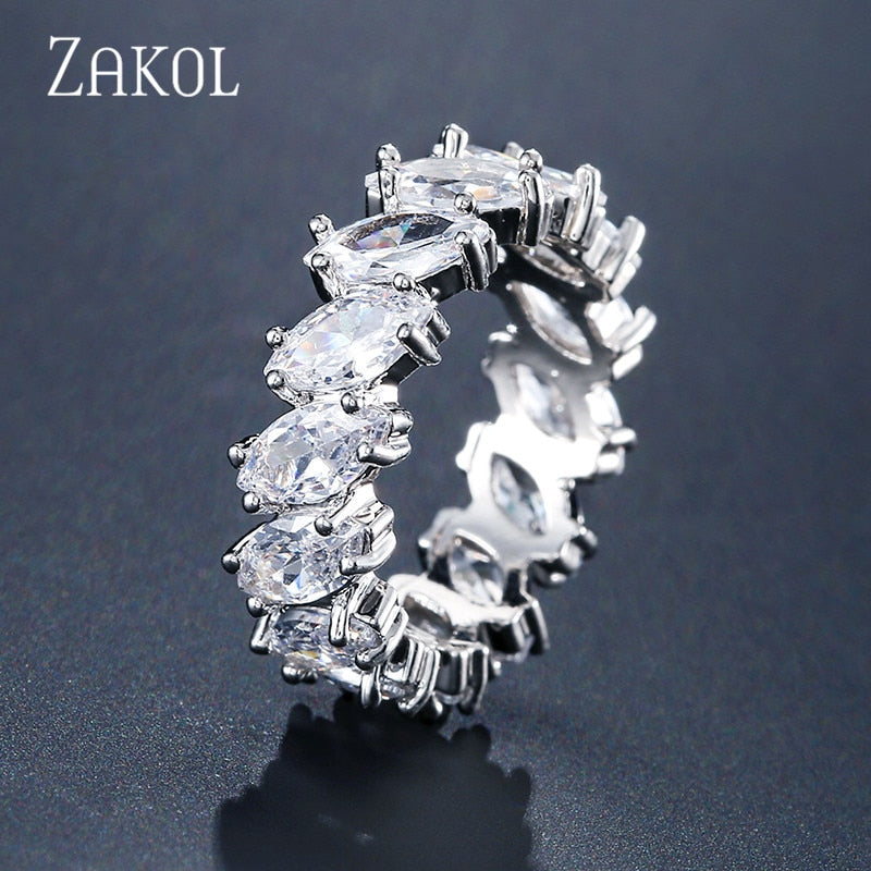2 Pcs Pack Fashion Geometry CZ Zirconia Engagement Rings