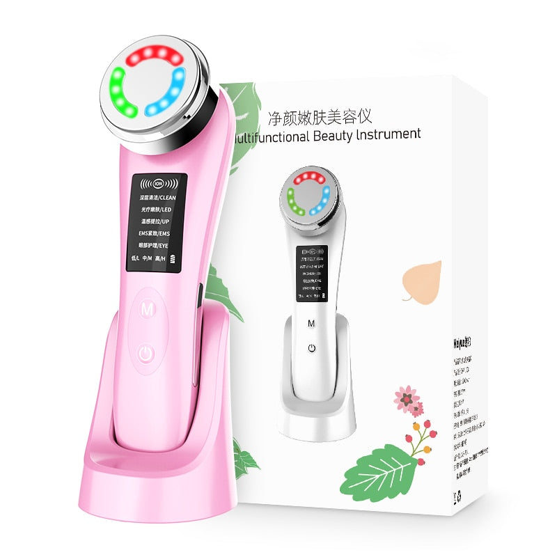 7in1 Face Massager RF Microcurrent Mesotherapy Electroporation LED Skin Remover Wrinkle