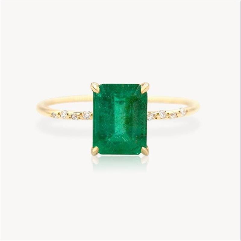 Green Round Square Cubic Zircon Rings