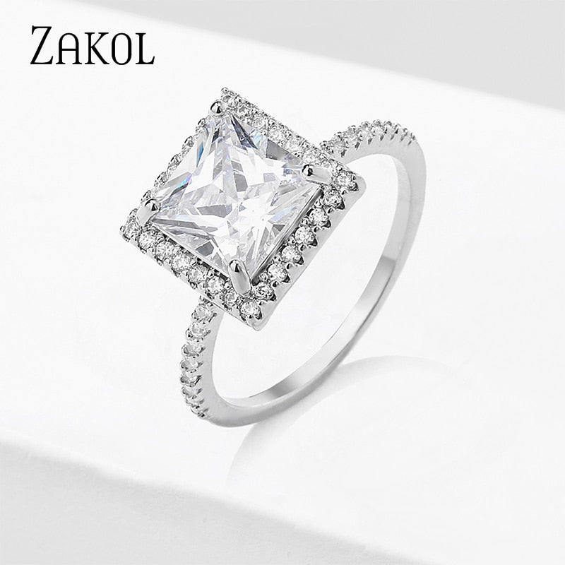 2 Pcs Pack Fashion Geometry CZ Zirconia Engagement Rings