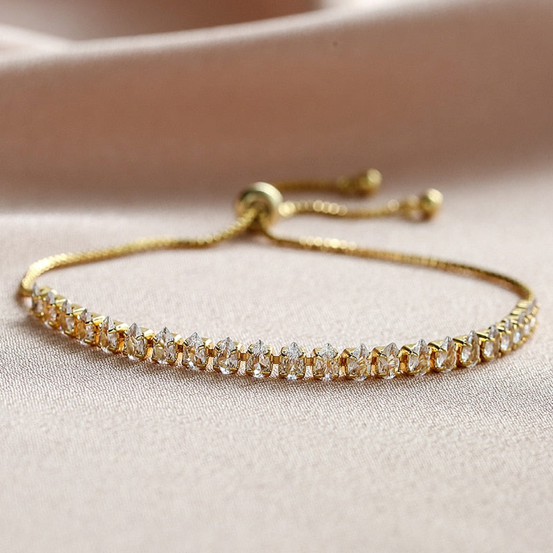 Zircon Tennis Bracelets for Women Shining Gold Color