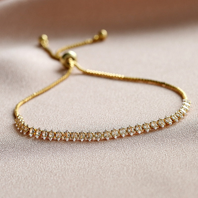 Zircon Tennis Bracelets for Women Shining Gold Color