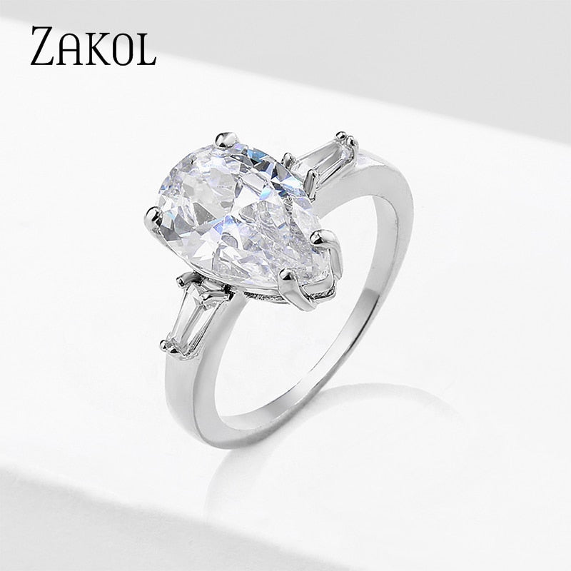 2 Pcs Pack Fashion Geometry CZ Zirconia Engagement Rings