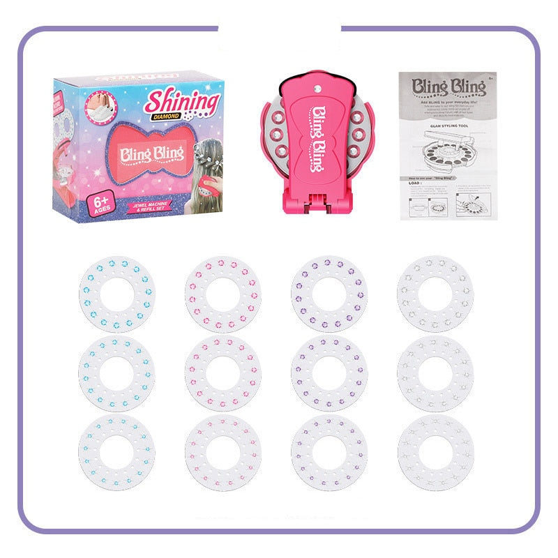 Hair Styling Decoration Kit Bling Diamond Stapler