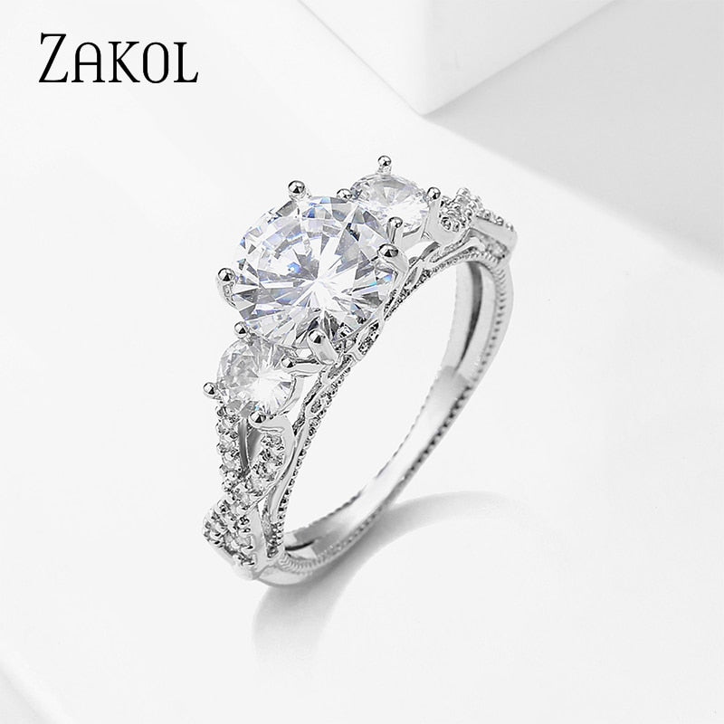 2 Pcs Pack Fashion Geometry CZ Zirconia Engagement Rings