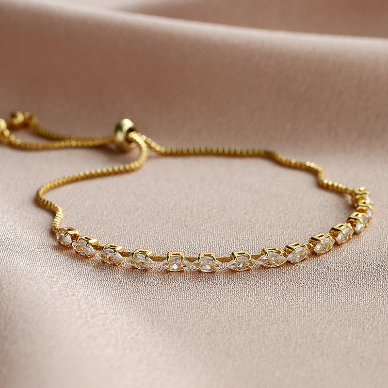 Zircon Tennis Bracelets for Women Shining Gold Color