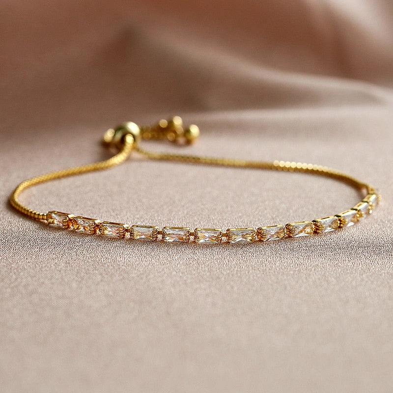 Zircon Tennis Bracelets for Women Shining Gold Color