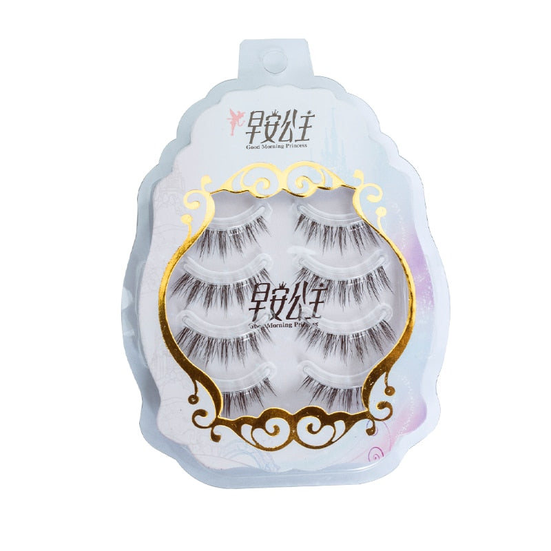 4pairs Natural False Eyelashes HandMade Korean Fashion Lashes Makeup Tools