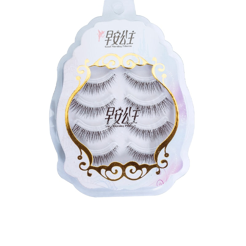 4pairs Natural False Eyelashes HandMade Korean Fashion Lashes Makeup Tools